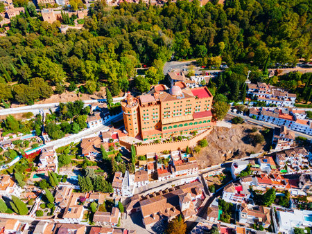Granada aerial panoramic view. Granada is the capital city of the province of Granada in the community of Andalusia, Spain.の写真素材