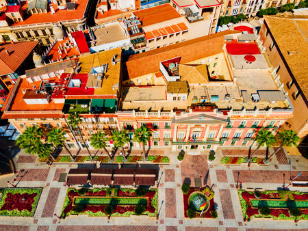 Murcia Town Hall aerial panoramic view. Murcia is a city in south eastern Spain.の写真素材