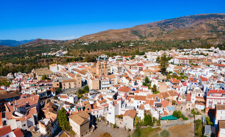 Orgiva aerial panoramic view. Orgiva is a town in the Alpujarras area in the province of Granada in Andalusia, Spain.の写真素材