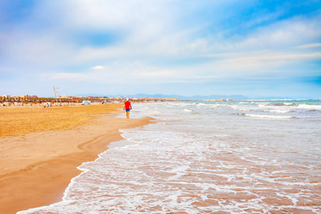 Valencia city beach. Valencia is the third most populated municipality in Spain.の写真素材