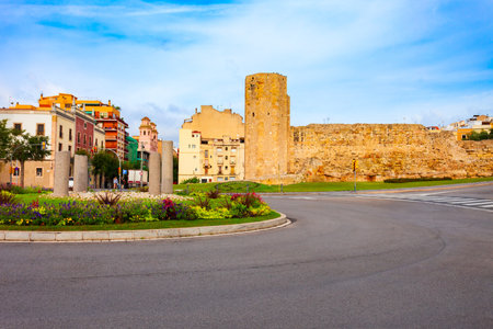 Monges Tower or Torre de les Monges in Tarragona. Tarragona is a port city located in northeast Spain on the Costa Daurada in Catalonia region in Spain.の写真素材