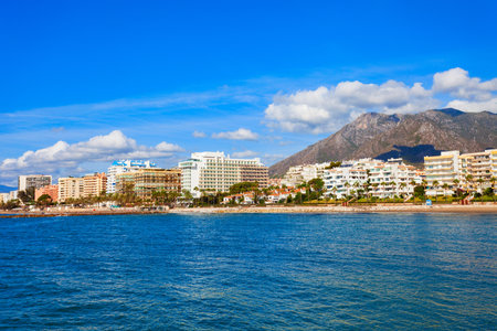 Marbella city beach. Marbella is a city in the province of Malaga in the Andalusia, Spain.の写真素材