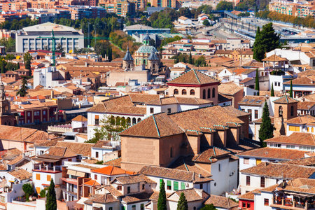 Granada aerial panoramic view. Granada is the capital city of the province of Granada in the community of Andalusia, Spain.の写真素材