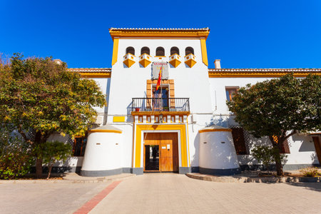 The Civil Guard or Guardia Civil building in Orgiva. Orgiva is a town in the Alpujarras area in the province of Granada in Andalusia, Spain.の写真素材