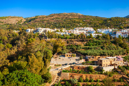 Lanjaron aerial panoramic view. Lanjaron is a town in the Alpujarras area in the province of Granada in Andalusia, Spain.の写真素材
