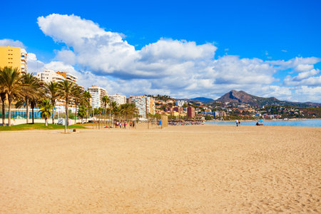 Main city beach in Malaga. Malaga is a city in the Andalusia community in Spain.の写真素材