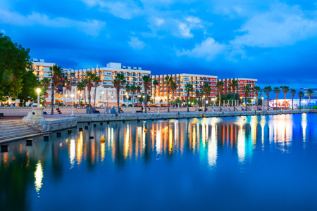 Marina of the Port of Alicante with boats and yachts. Alicante is a city in the Valencia region, Spain.の写真素材