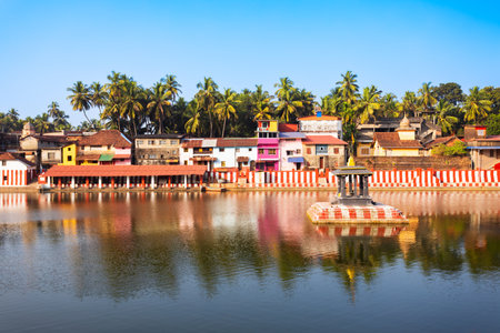 Kotitheertha or Koti Tirtha temple pond in Gokarna. Gokarna is the coastal town in Karnataka state of India.の写真素材