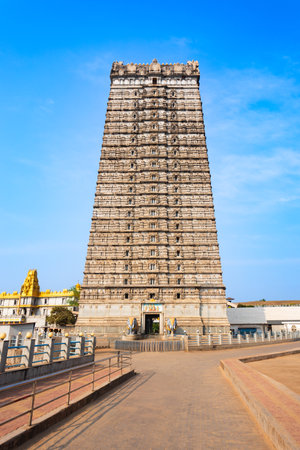 Gopuram tower at the Murudeshwara Temple. Murudeshwara Temple is dedicated to lord shiva and located in Murdeshwar town in India.の写真素材