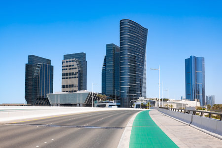 Al Maryah Island skyline panoramic view in Abu Dhabi. Abu Dhabi is the capital city of the United Arab Emirates.の写真素材