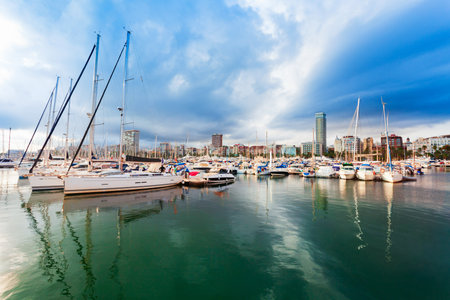 Marina of the Port of Alicante with boats and yachts. Alicante is a city in the Valencia region, Spain.の写真素材