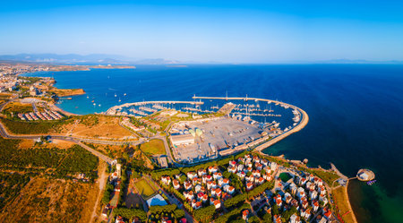 Didim Marina aerial panoramic view. Didim is a town near Marmaris city in Aydin Province, Turkey.の写真素材