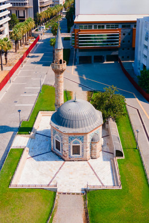 Konak Mosque aerial panoramic view. Konak Mosque or Yali Mosque is located on Konak Square in Izmir city in Turkey.の写真素材