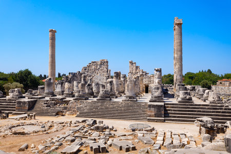 The ruins of the Temple of Apollo at Didyma ancient greek city. Didyma is located in modern Didim city in Aydin Province, Turkey.の写真素材