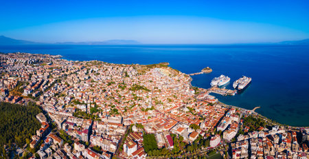 Kusadasi city aerial panoramic view. Kusadasi is located in Aydin Province, Turkey.の写真素材