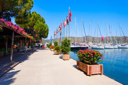 Promenade at the Fethiye port. Fethiye is a city in Mugla Province, Turkey.の写真素材