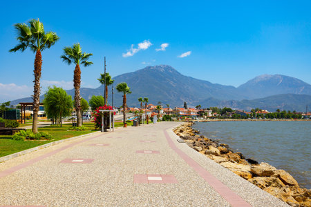 Seafront promenade at the Fethiye city centre. Fethiye is a city in Mugla Province, Turkey.の写真素材