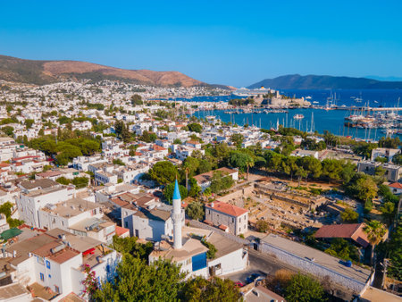 Bodrum city aerial panoramic view. Bodrum is a city in Mugla Province, Turkey.の写真素材
