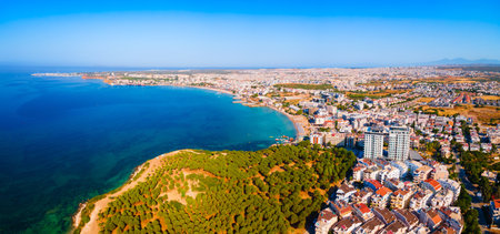 Didim city beach aerial panoramic view. Didim is a town in Aydin Province in Turkey.の写真素材