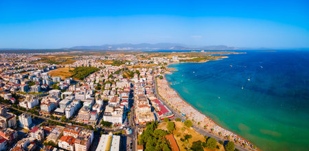 Didim city beach aerial panoramic view. Didim is a town in Aydin Province in Turkey.の写真素材
