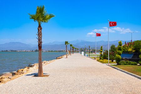 Seafront promenade at the Fethiye city centre. Fethiye is a city in Mugla Province, Turkey.の写真素材