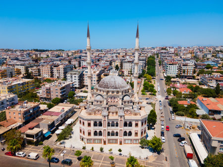 Didim Merkez Cami means Didim Central Mosque aerial panoramic view. Didim is a city in Aydin Province in Turkey.の写真素材