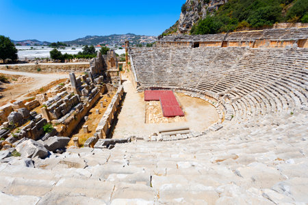 Myra theatre ancient city ruins. Myra is located in Demre city in Antalya province of Turkey.の写真素材