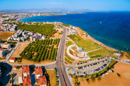 Didim amphitheater aerial panoramic view. Didim is a town in Aydin Province in Turkey.の写真素材