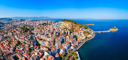 Kusadasi city aerial panoramic view. Kusadasi is located in Aydin Province, Turkey.の写真素材