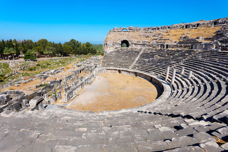Theatre of Miletus panoramic view. Miletus was an ancient Greek city and now located near the Didim modern city in Turkey.の写真素材