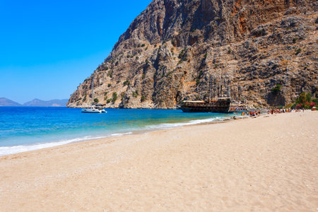 Butterfly valley beach or Kelebekler Vadisi is a beautiful beach near Oludeniz village, district of Fethiye in Turkeyの写真素材