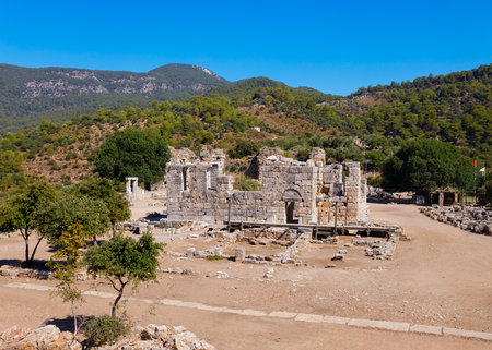 Kaunos ancient city. Kaunos is located near Dalyan town in Mugla Province, Turkey.の写真素材