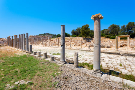 Columns at the main street of Patara. Patara was an ancient city and the capital of Lycia. It is located near the Gelemis village in Antalya Province, Turkey.の写真素材