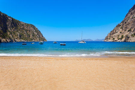 Butterfly valley beach or Kelebekler Vadisi is a beautiful beach near Oludeniz village, district of Fethiye in Turkeyの写真素材