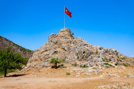 Fethiye Castle ruins. Fethiye is a city in Mugla Province, Turkey.の写真素材