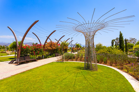 Sehit Fethi Bey public park in Fethiye. Fethiye is a city in Mugla Province, Turkey.の写真素材
