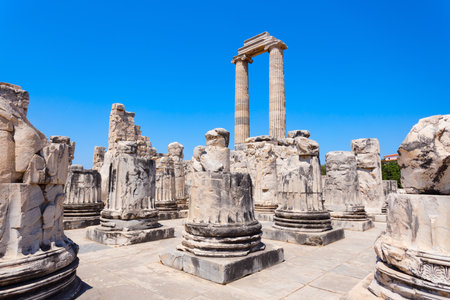 The ruins of the Temple of Apollo at Didyma ancient greek city. Didyma is located in modern Didim city in Aydin Province, Turkey.の写真素材