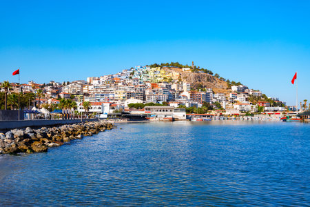 Kusadasi seafront promenade. Kusadasi is a city in Aydin Province, Turkey.の写真素材