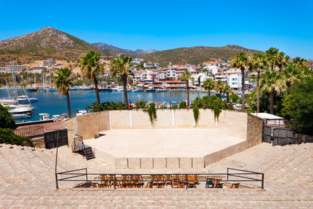 Amphitheater near the Datca marina in Turkey. Datca is a town near Marmaris city in Mugla Province, Turkey.の写真素材