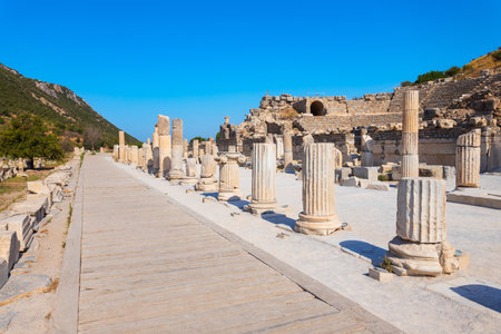 Odeon was a small ancient theatre in Ephesus city in Ancient Greece. Ephesus or Efes is located near Selcuk modern city in Izmir Province in Turkey.の写真素材