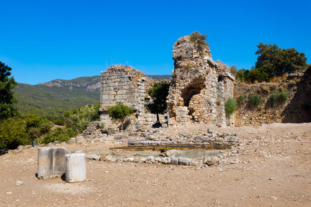 Kaunos ancient city. Kaunos is located near Dalyan town in Mugla Province, Turkey.の写真素材