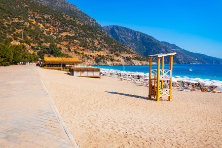 Oludeniz beach. Oludeniz or Blue Lagoon is a beach resort in the Fethiye district of Mugla Province, Turkey.の写真素材