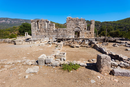 Kaunos ancient city. Kaunos is located near Dalyan town in Mugla Province, Turkey.の写真素材