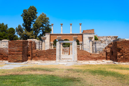 Basilica of St. John ruins at the Ephesus ancient greek city in Selcuk modern city in Izmir Province in Turkeyの写真素材