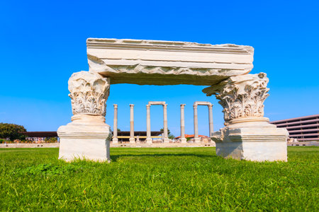 The Agora of Smyrna in Izmir. The Agora of Smyrna is an ancient Roman agora located in Izmir city, Anatolia region of Turkey.の写真素材