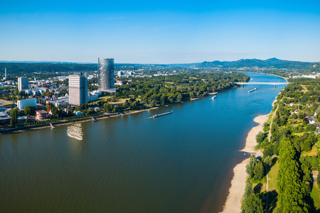 Bundesviertel federal government district aerial panoramic view in Bonn city in Germanyの写真素材