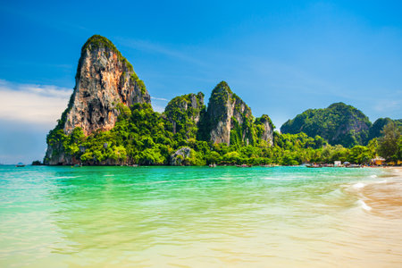 Beauty beach with yellow sand and crystal clear water in Thailandの写真素材