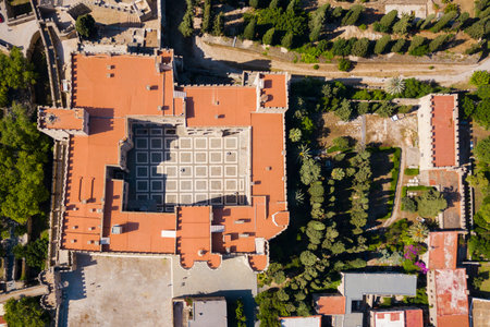 Rhodes old town aerial panoramic view in Rhodes island in Greeceの写真素材