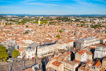Montpellier aerial panoramic view. Montpellier is the capital city of the Herault department in southern France.の写真素材