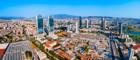 Skyscrapers aerial panoramic view in Bayrakli, Izmir. Bayrakli is a modern business district of Izmir city in Turkey.の写真素材